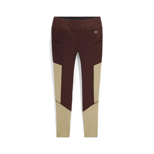 Front View of Topo Designs StayWarm Trail Legging - Women's in "Chocolate / Elmwood"