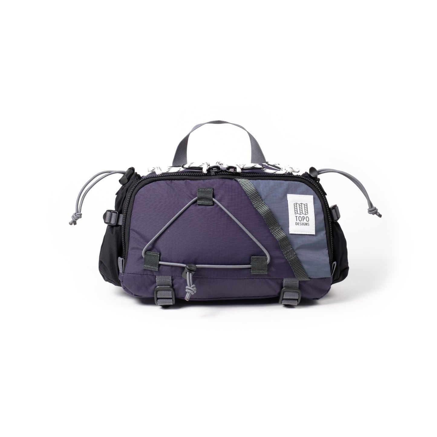 Front View of Topo Designs Mountain Hydro Hip Pack in "Nightshade / Slate"